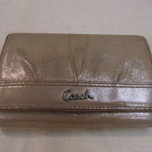 Coach Pleated Gold Leather Wallet - Picture 1 of 13